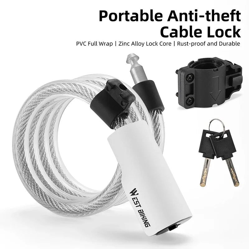 WEST BIKING Bike Foldable Lock Anti-theft Electric E-Bike Chain Padlock Motorcycle Safety Portable Locks Bicycle Accessories