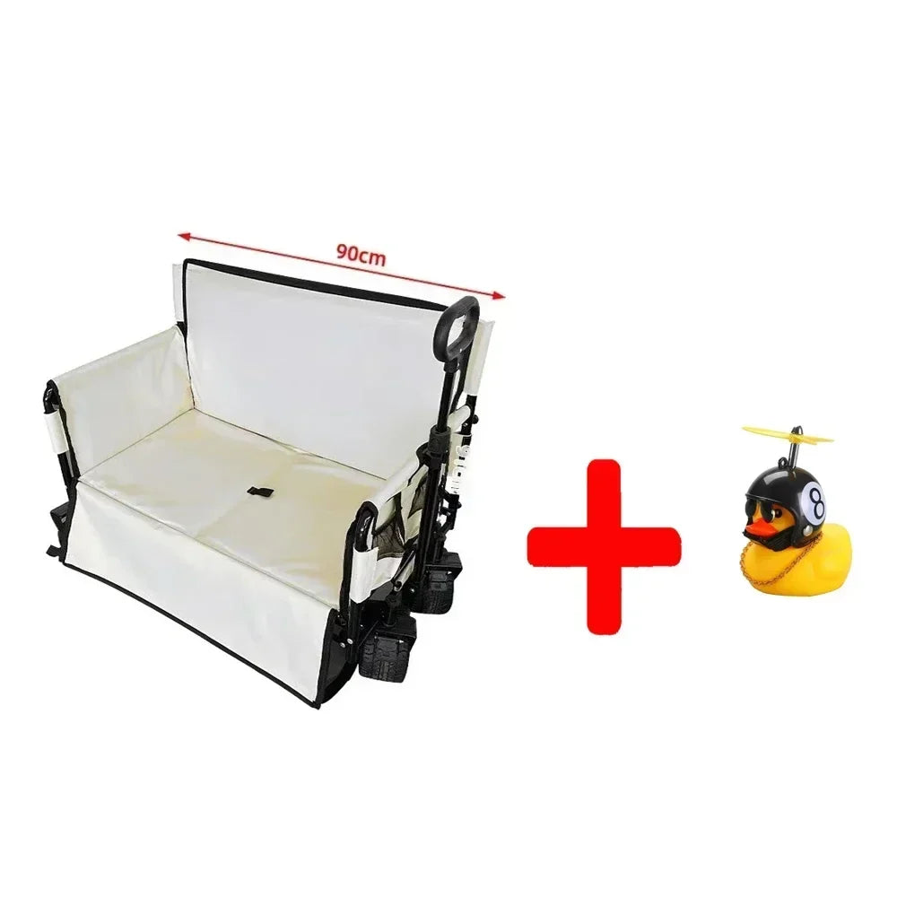 Large Capacity Outdoor Folding Cart Camping Stroller Rear-open Camper Wagon Portable Utility Cart For Shopping Picnic Fishing