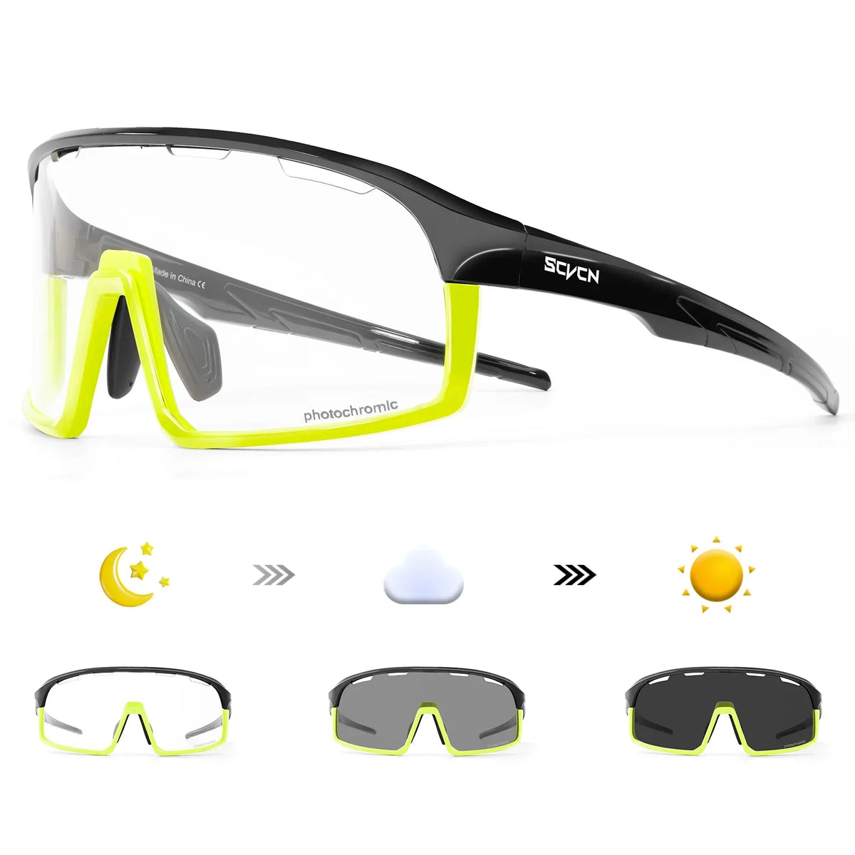 SCVCN New Photochromic Sunglasses Men Outdoor Cycling Glasses Bike MTB Road Bicycle UV400 Goggles Women Sports Hiking Glasses