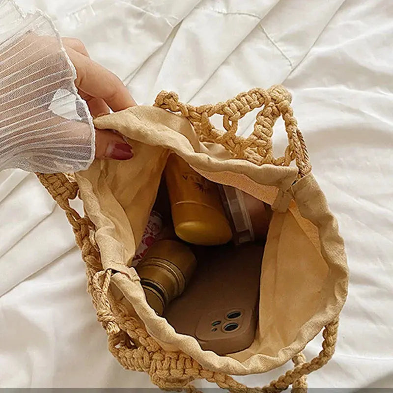 Accessories Sexikinis Swim Mesh Rope Bag Women's Everyday Shoulder Bucket Bag - Stylish & Lightweight