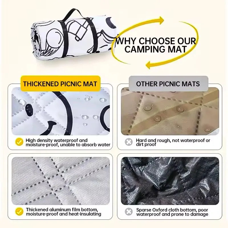 Camping Portables Picnic Mat Lawn Mat Thickened Moisture-Proof Outdoor Camping Mat Aluminum Film Base Machine Washable