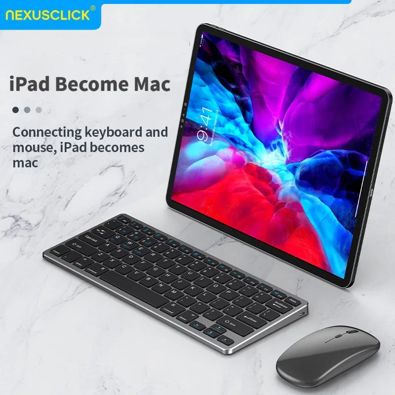NexusClick 2.4G Wireless Keyboard Mouse Combo, Ergonomic Rechargeable Mini Multimedia Office Keyboard Set For PC Laptop Macbook