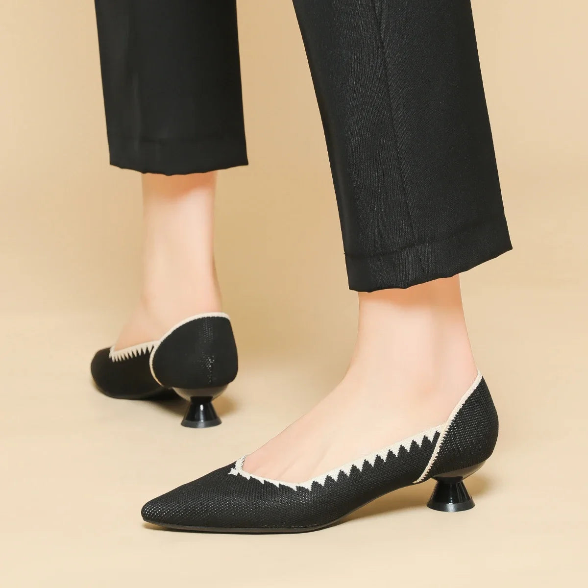 New Knitted Dress Shoes for Women Fashion Leopard Print Pointed Toe Shallow Designer Pumps Elegant Party Banquet Heels Ladies