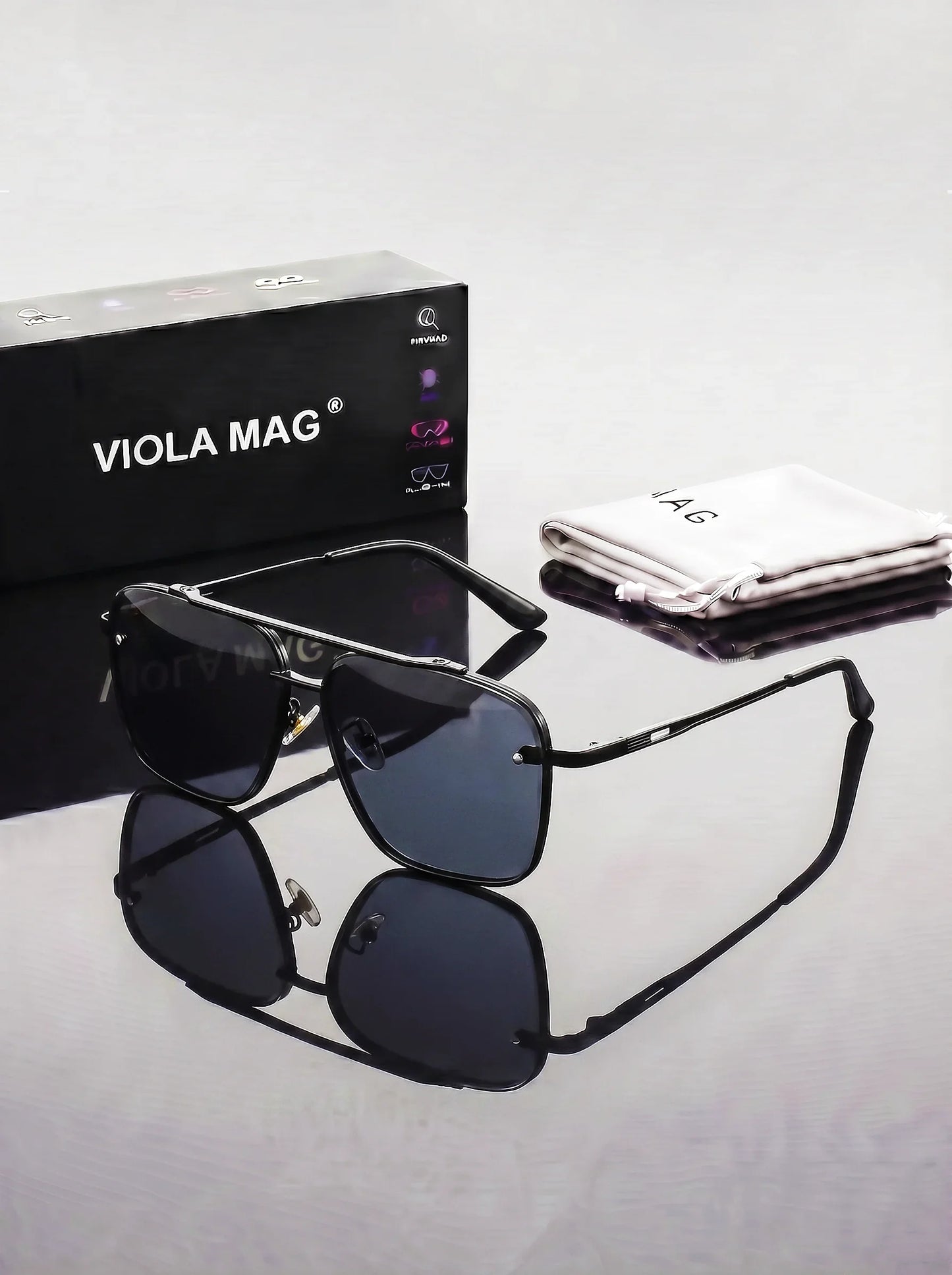 VIOLA MAG Luxury Retro Double Bridge Aviator Sunglasses, Premium  Pilot Eyewear, Fashion Designer Square Shades with Protective