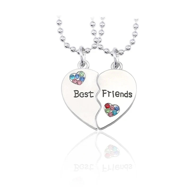 2pcs/set Splicing Necklace Heartbroken Pendant Necklace Men and Women