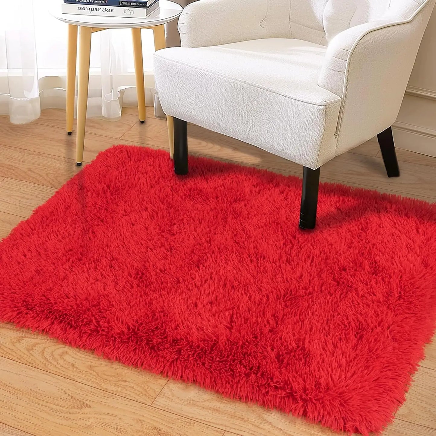 VIKAMA 50x80cm Red Wedding Carpet, Plush Bedroom Bedside Blanket, Proposal, Valentine's Day Party Decoration, Welcome Doormat