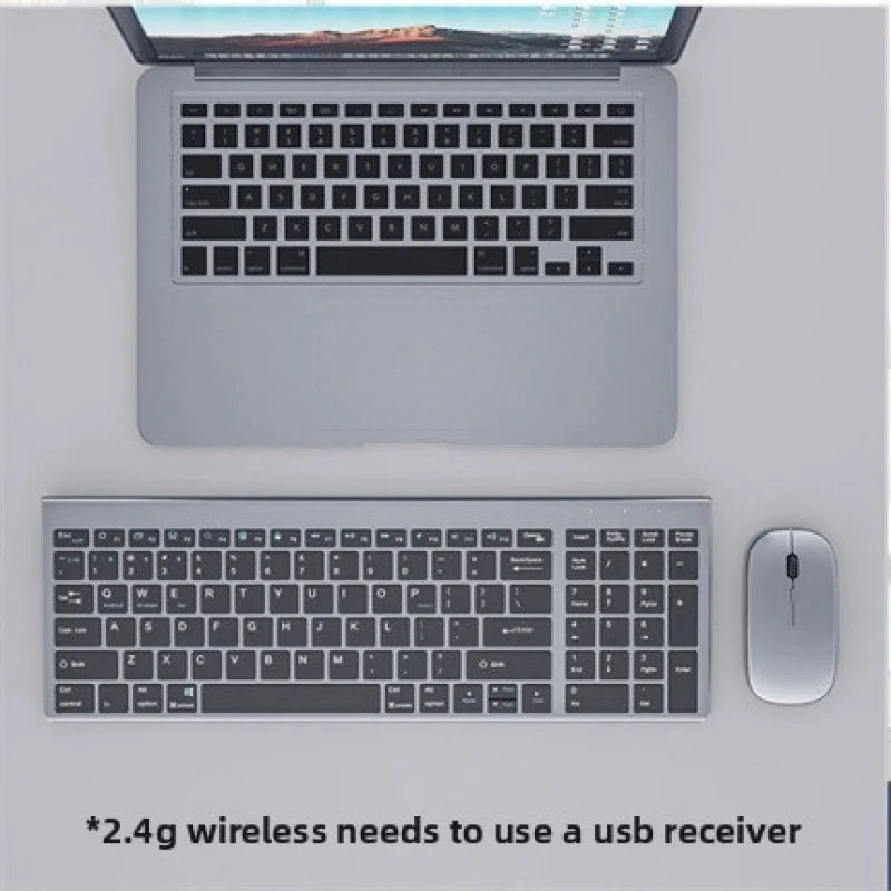 Wireless Bluetooth Dual Mode Keyboard Mouse Set Ultra-Thin Rechargeable Long Battery Life Silent