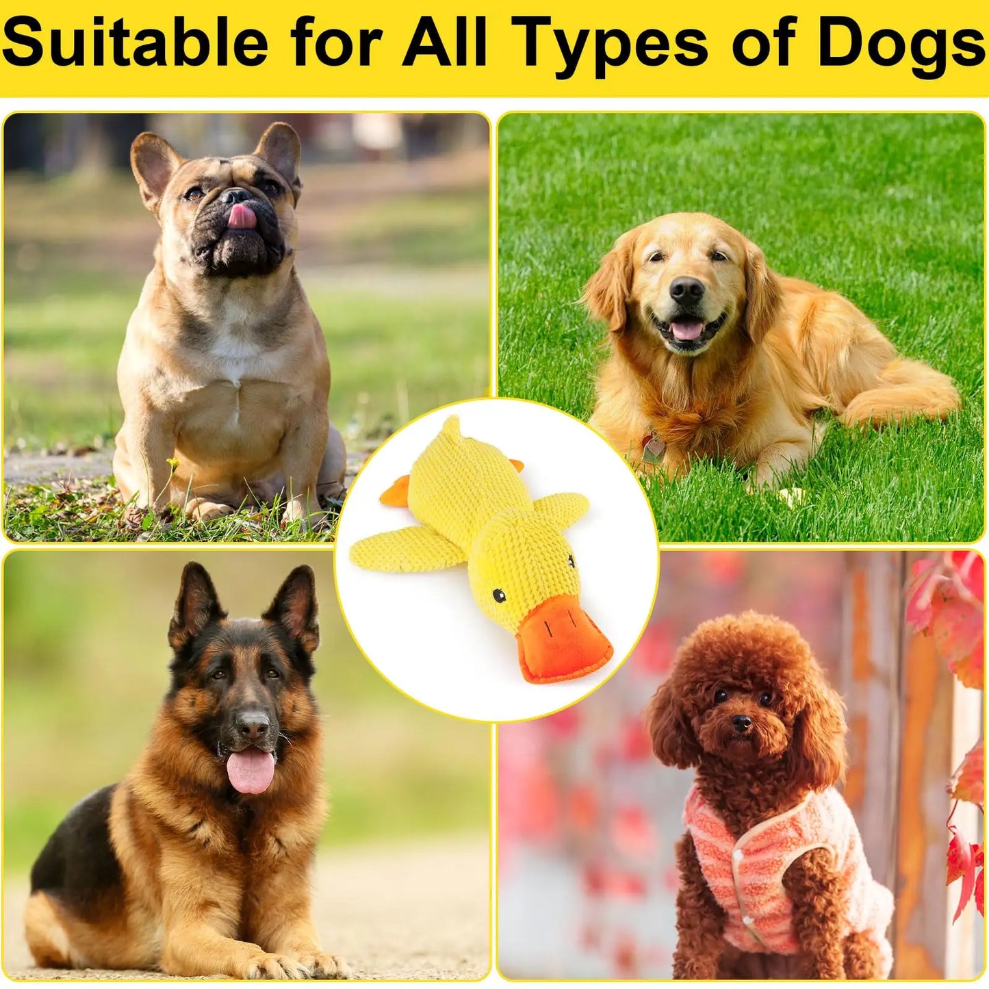 1/3pcs Yellow Duck Dog Toy Chew Resistant Interactive Pet Plush Toy
