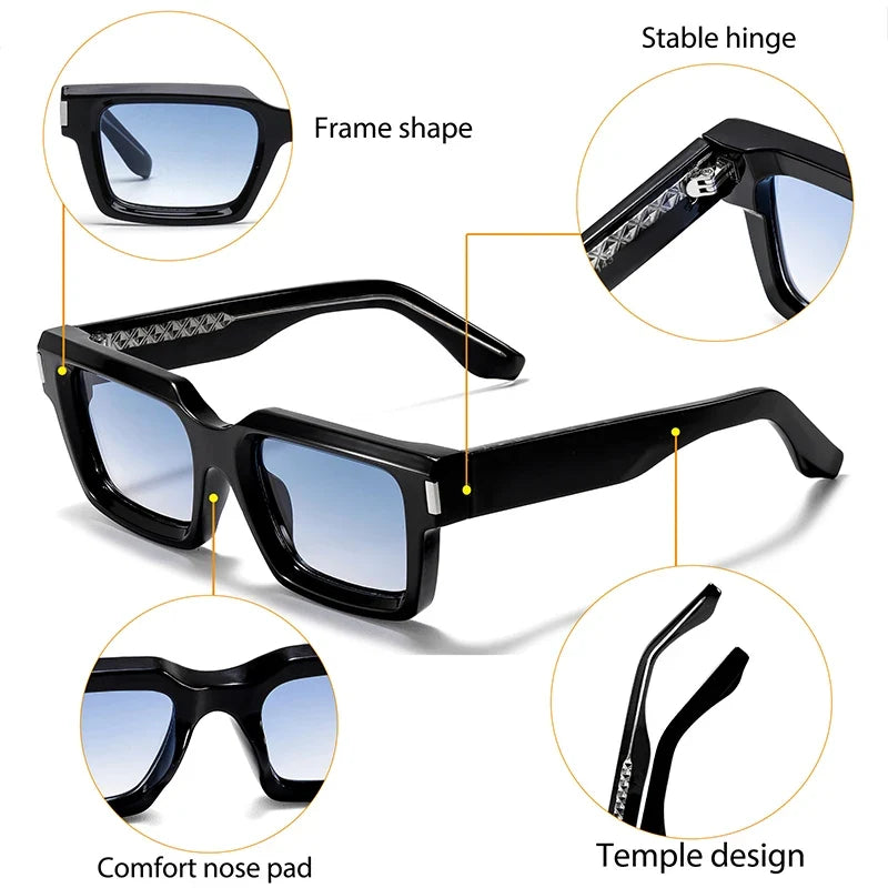 HBK Vintage Punk Men's Square Sunglasses Brand Design Small Frame Sun Glasses Party Travel Glasses Gift Ideal Choice