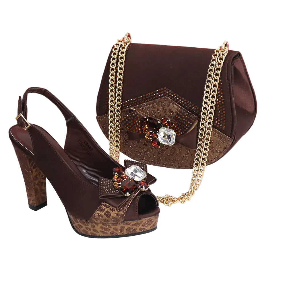 Zapatos de noche y bolso de diseño italiano, nueva moda