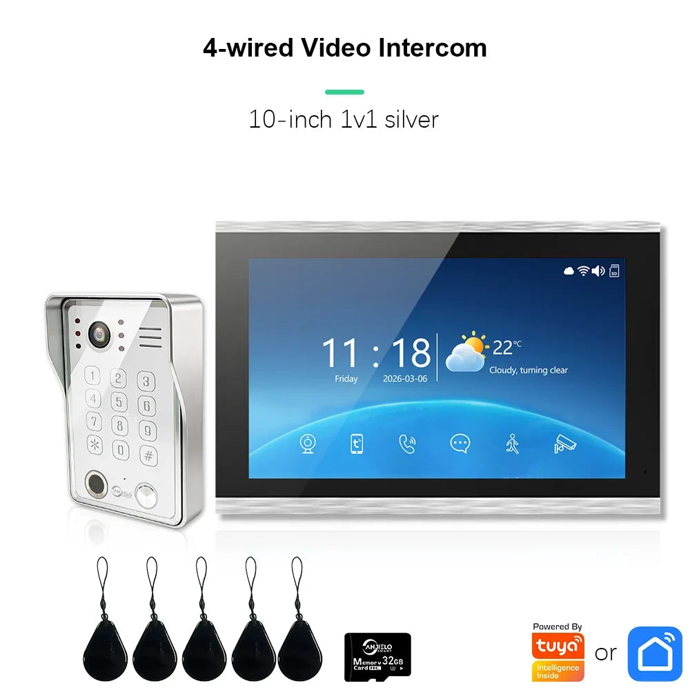 ANJIELO Doorbell Video Intercom System for Home Doorphone Tuya Smart 1080P Monitor Motion Detection Digital Photo Frame