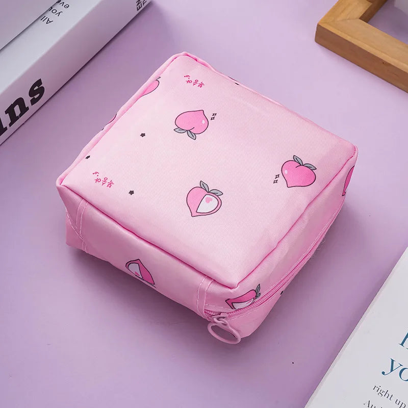 Zero Wallet Sanitary Napkin Storage Bag Portable Mini Simple Cartoon Cute Large Capacity Sanitary Cotton Portable Storage Bag