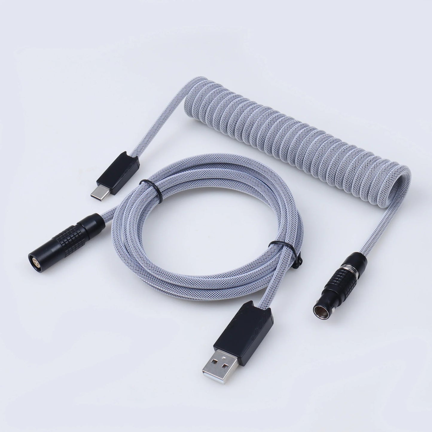 LANO Usb Keyboard Cable FGG Coiled Keyboard Usb Type C Cable Metal Aviator Connector Gaming 00B Usb Keyboard Cable