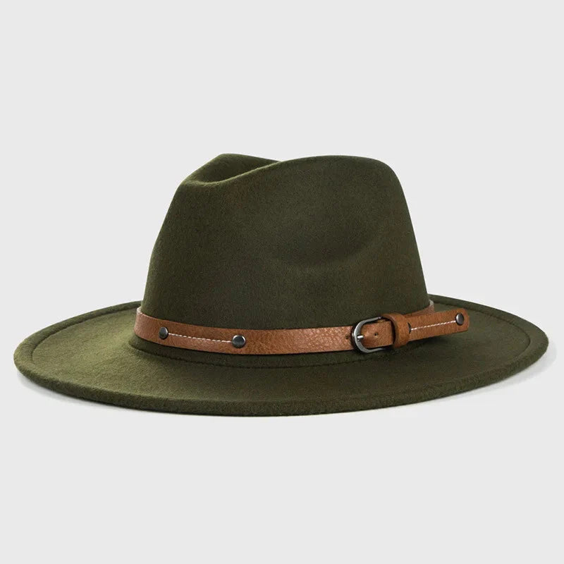 Sombrero Fedora de Lana Unisex – Sombrero de Fieltro de Ala Plana para Otoño e Invierno