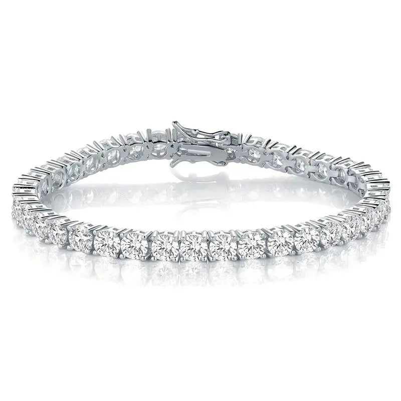 Great Sale Real S925 Sterling Silver Plated 18K Gold 5A Grade Zircon Black Tennis Bracelet for Men and Women Fashion Jewelry