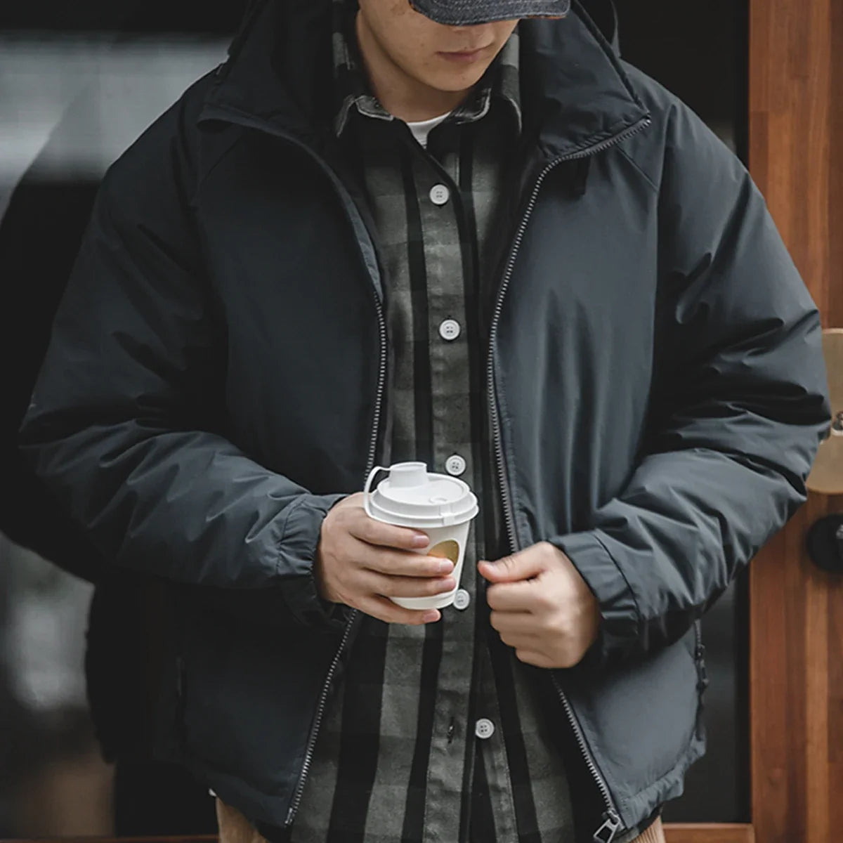 Maden Casual 90% White Duck Down Hooded Jacket Outdoor Windproof Warm Puffer Jacket Thickened Winter Coat for Men's Winter