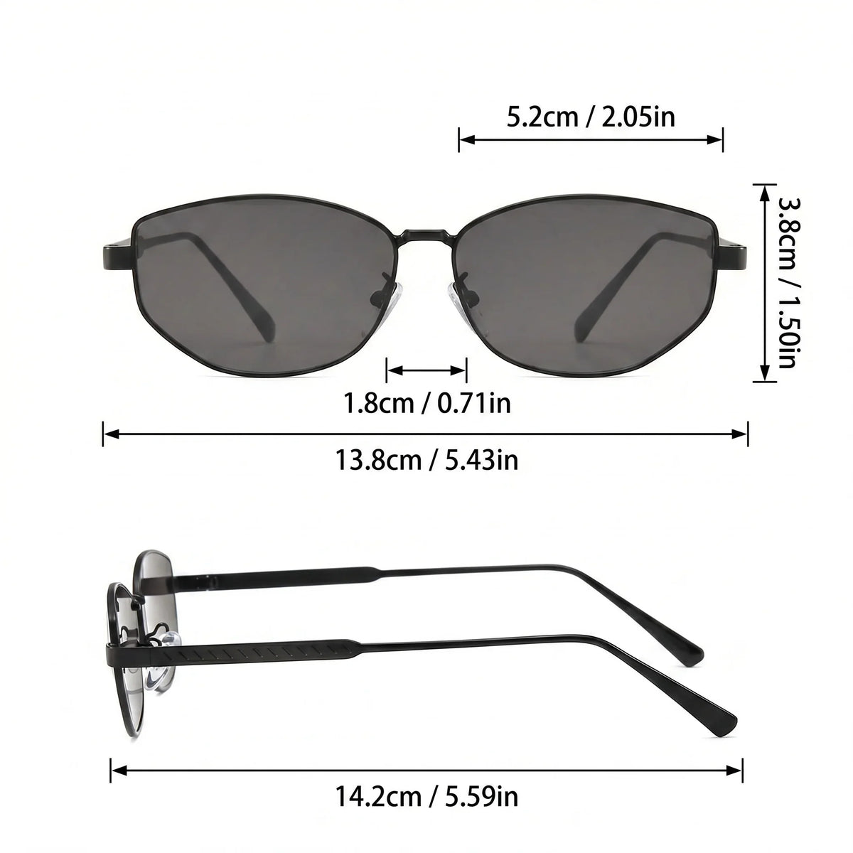 VIOLA MAG Luxury Vintage Cat Eye Sunglasses, High-Quality Vintage Glasses, Fashionable Irregular Style, Free Suede Storage Pouch