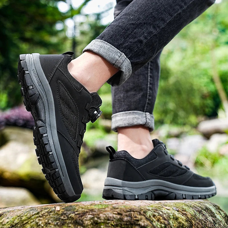 Men'S Spring And Autumn Outdoor Sports Shoes With Rotating Buckle Convenient Comfortable Anti Slip Hiking Shoes Large Size 39-48
