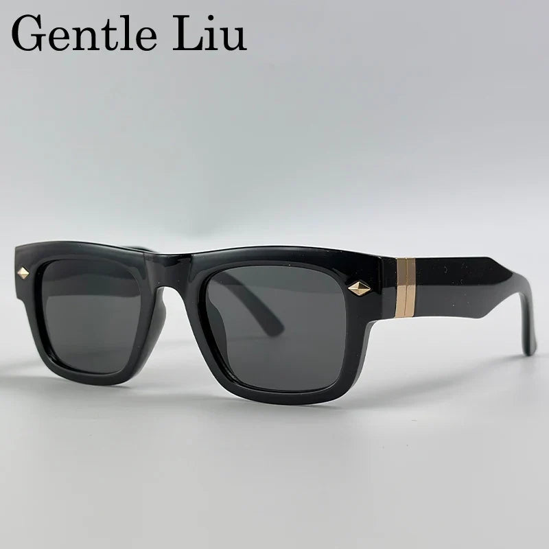 Retro Steampunk Square Photochromic Sunglasses Men Luxury Brand Design Oversized Thick Frame Rivet Sun Glasses For Male Eyewear