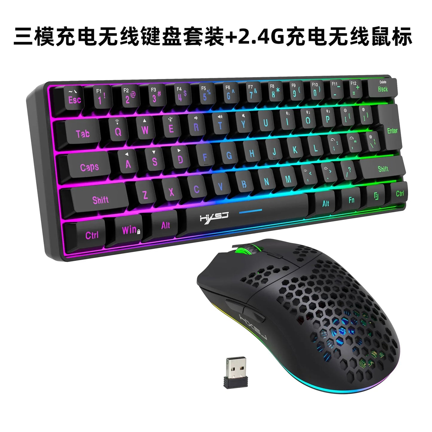 Wireless keyboard mouse combo Bluetooth key board  60% kit 2.4Ghz computer white Gamer keyboards Mice combos set teclado pc