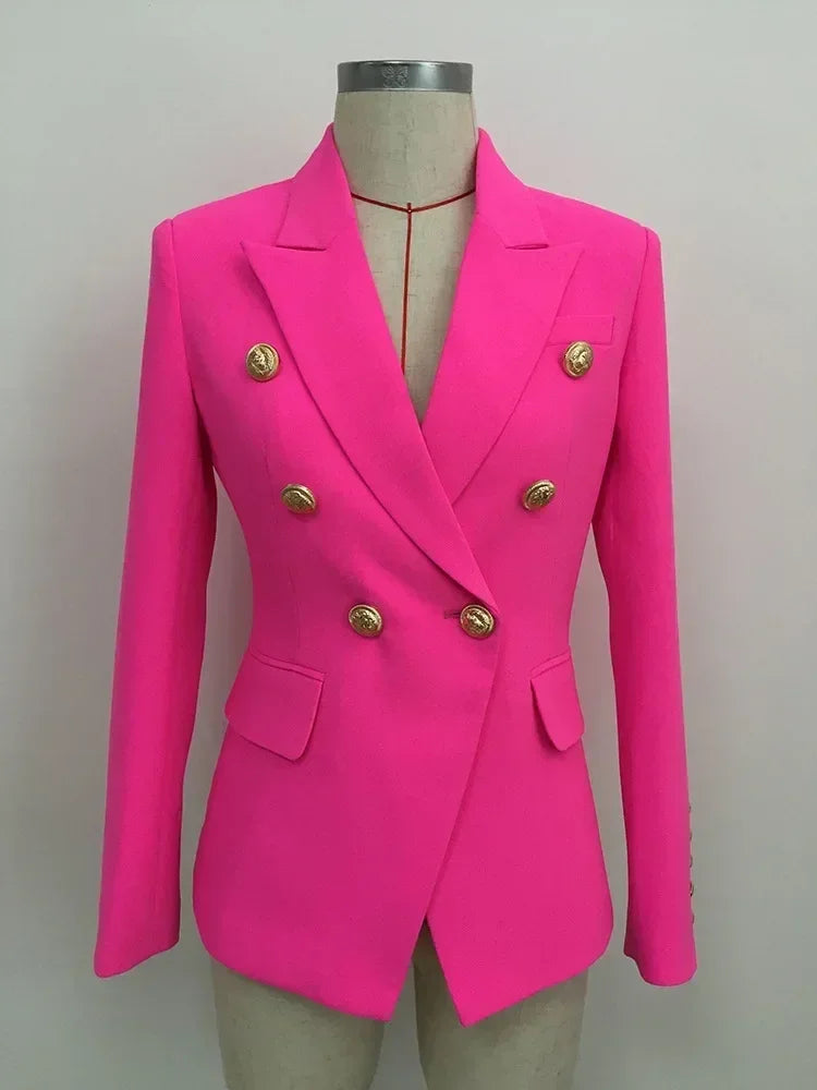 CHAQUETA DE ALTA CALIDAD Nuevo Modelo 2024 Chaqueta de diseñador para mujer Clásica cruzada con botones de león de metal Blazer Tallas S-5XL