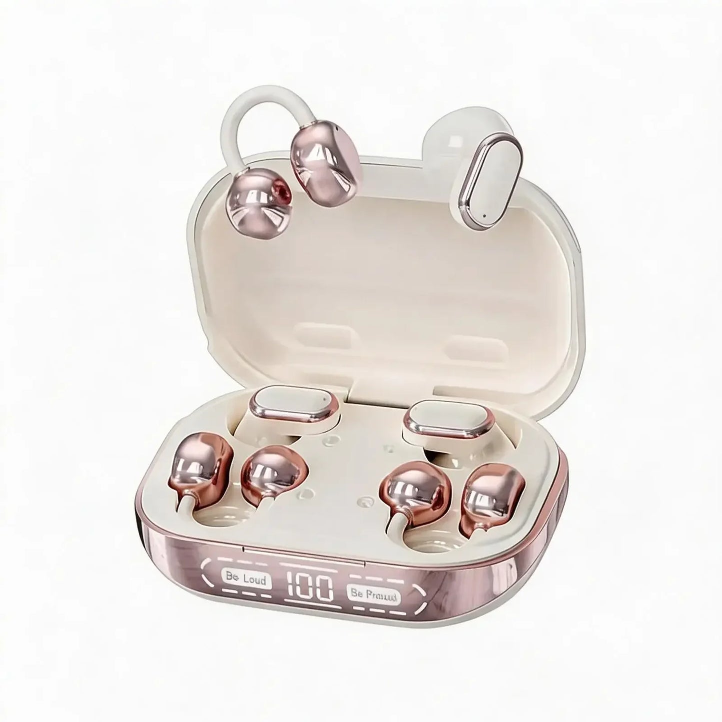 2026 New Bluetooth 6.0 Ear-Clip Headphones 4 Earbuds In-Ear & Open Ear Design 2.6g Ultra-Light Audífonos with AI Noise Reduction