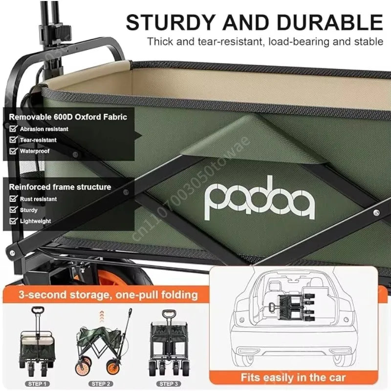 100L Electric Powered Camping Wagon, 150kg Heavy-Duty Foldable Utility