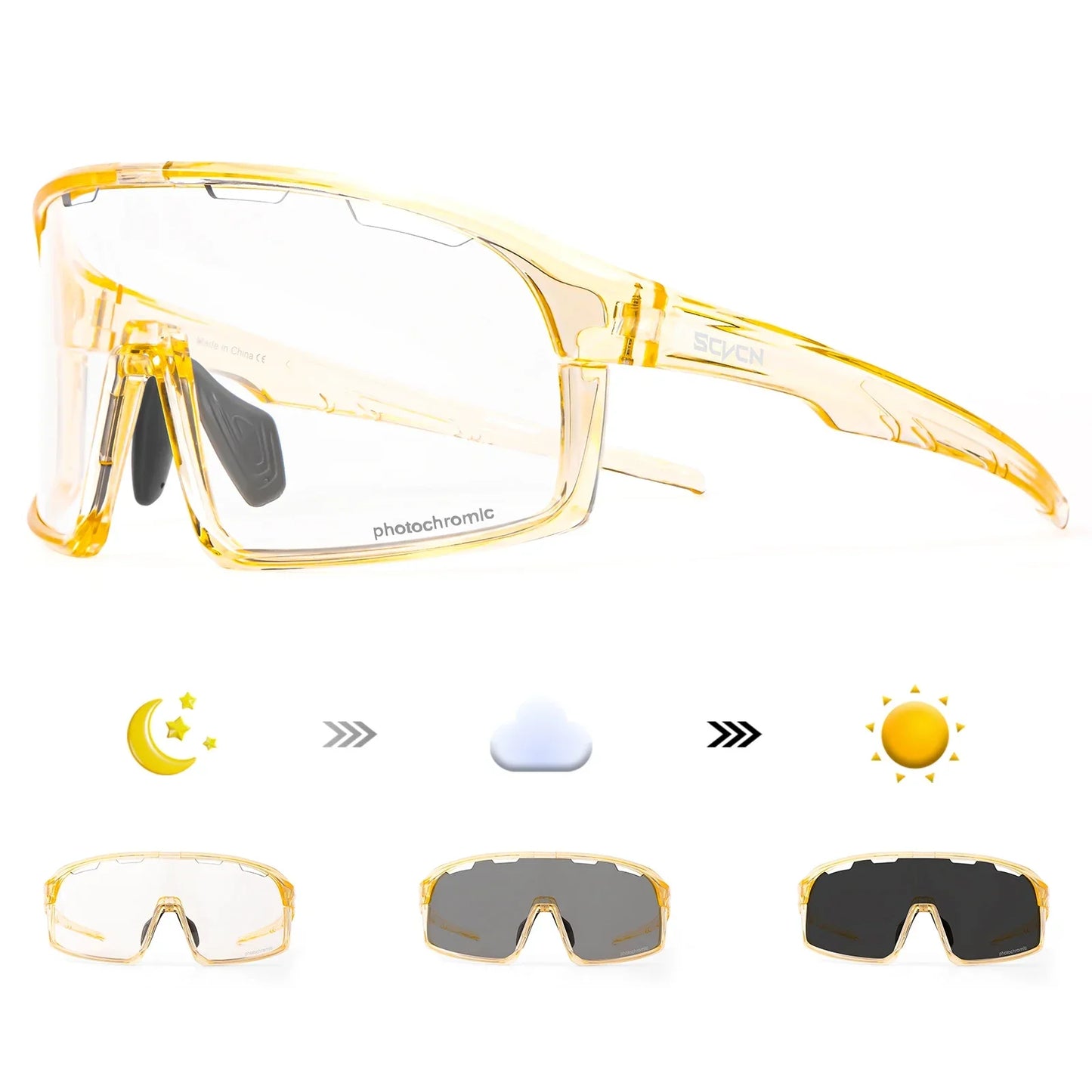 SCVCN New Photochromic Sunglasses Men Outdoor Cycling Glasses Bike MTB Road Bicycle UV400 Goggles Women Sports Hiking Glasses