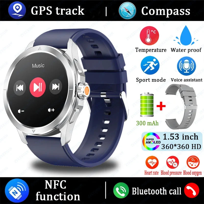 2025 New S4 Ultra Smart Watch Men Blood Oxygen Heart rate Compass Waterproof NFC GPS Tracking Bluetooth Call Sport Smartwatch