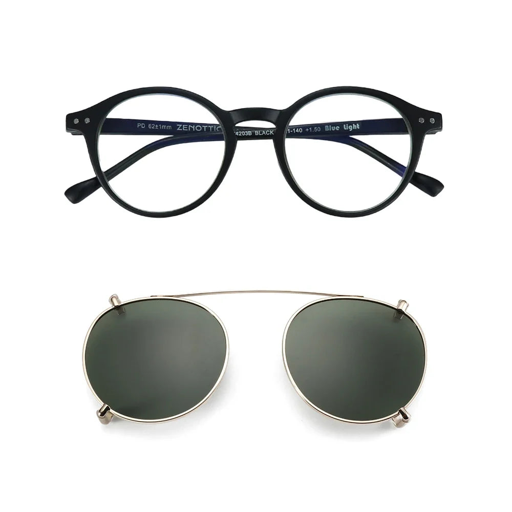 ZENOTTIC 2026 Fashion/Retro Clip On Sunglasses (Anti Blue Light Glasses+Polarized Clip)  for Men Women