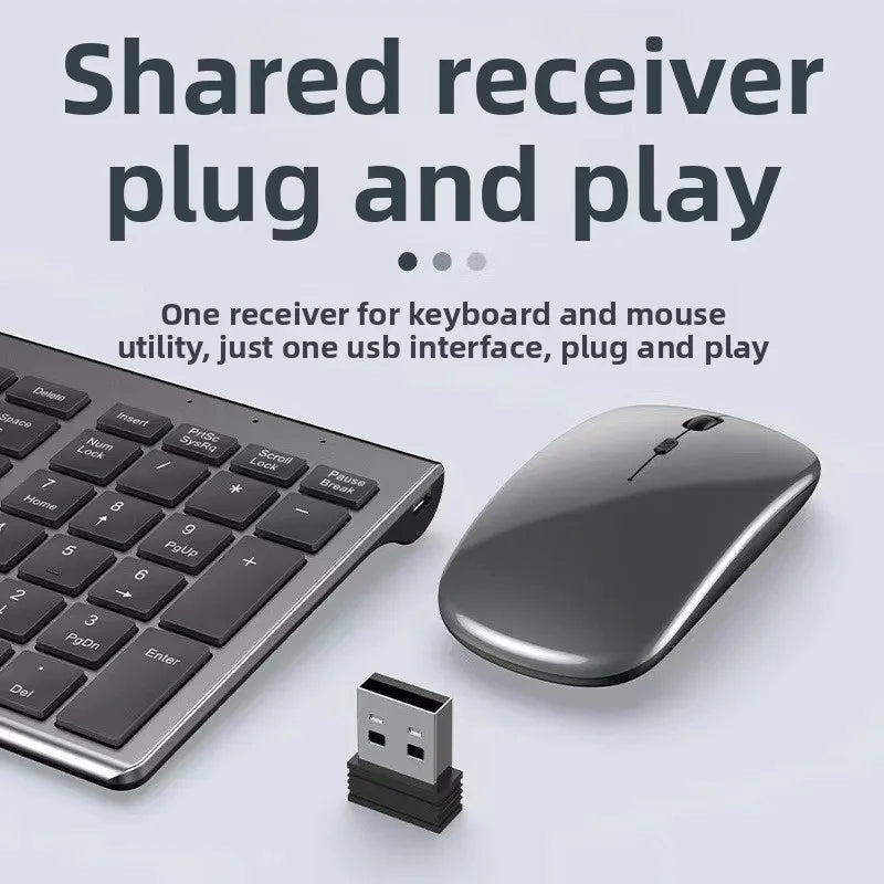 Wireless Bluetooth Dual Mode Keyboard Mouse Set Ultra-Thin Rechargeable Long Battery Life Silent