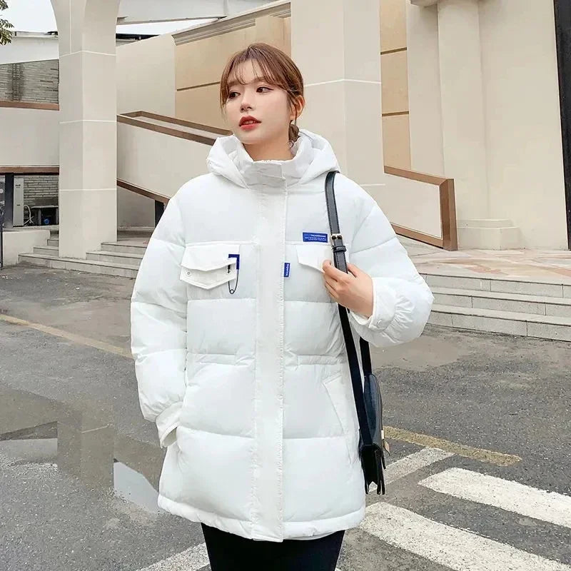 2025 New Winter Hooded Parka Women's Down Cotton Jacket Puffer Coat Overcoat Thick Warm Cotton Padded Jacket Snow Wear Outwear