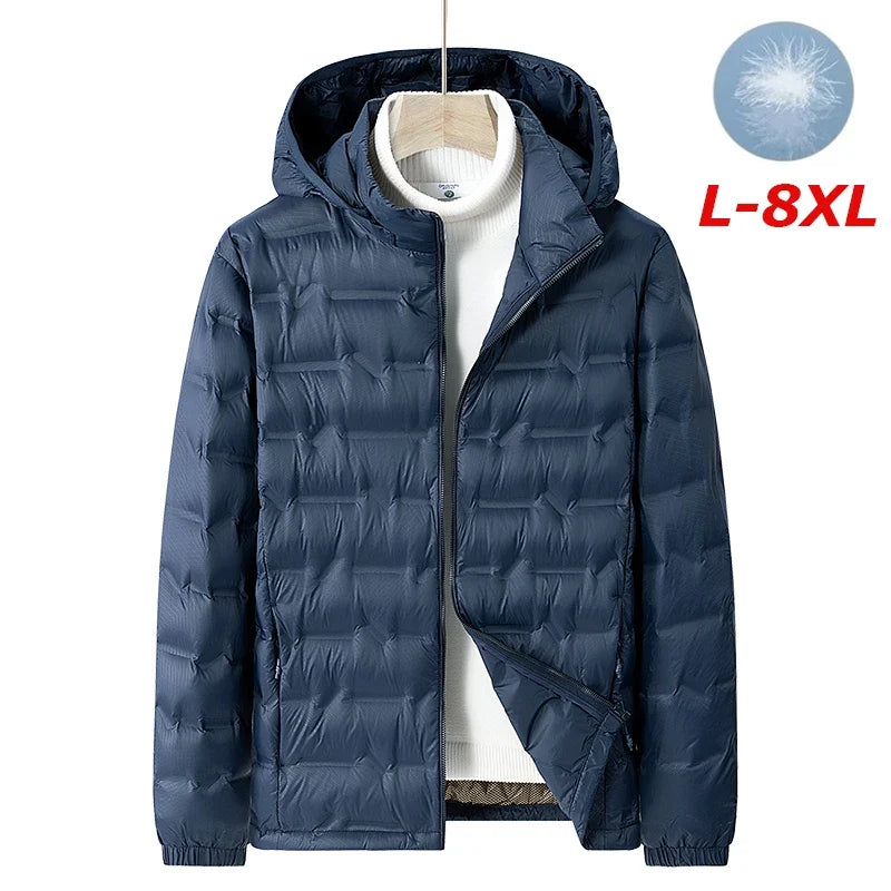 Men Winter New Down Jacket Men Hooded Waterproof Windproof Puffer Jacket Detachable Hat Coat Casual Lightweight Down Jacket Male