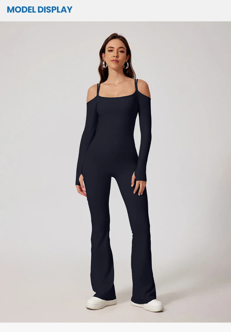 Mono de Yoga para Mujer, Peto Deportivo, Pantalones Acampanados