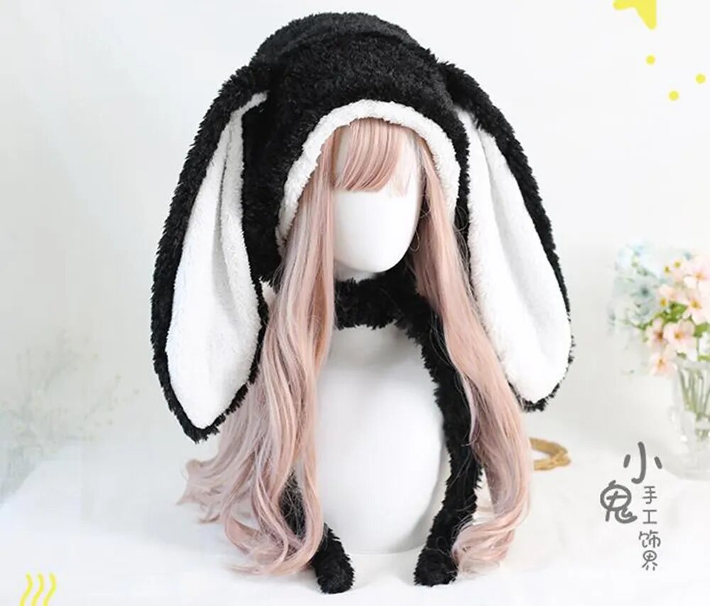 Gorro de invierno con orejas de conejo caídas