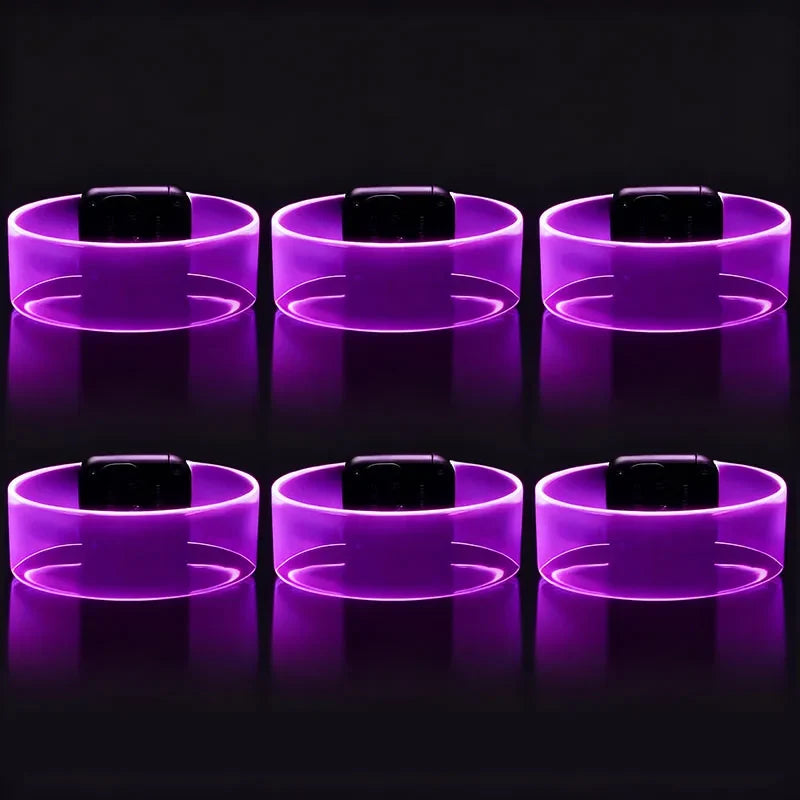 6-60Pcs LED Bracelets for Party Glow in The Dark Flashing Wristband 3 Modes Adjustable Light Up Armband for Wedding Party Favors