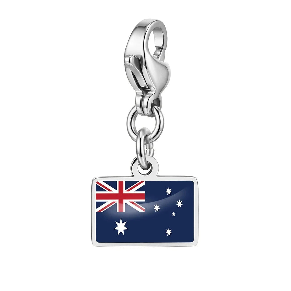 10mm Country Flag Charms Pendant Necklace Bracelet Keychain Bagchain Stainless Steel  Jewelry A Commemorative Gift For A Friend