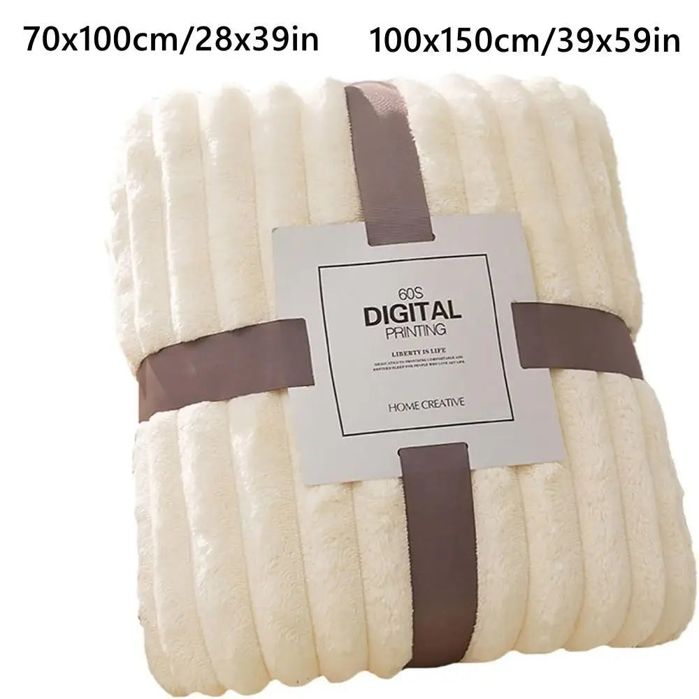 New Double Sided Warm Blanket Skin-Friendly Warm Conditioning Quilt Ultra Soft Solid Color Striped Blankets