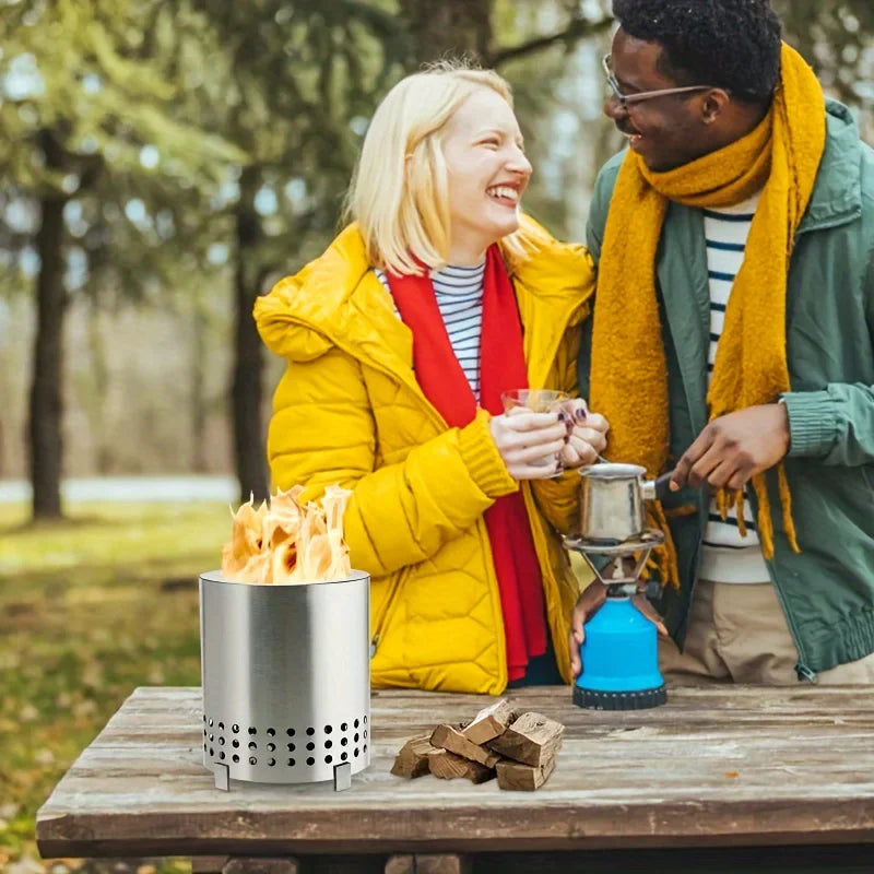 Camping Stove Tabletop Pit With Stand Outdoor Fireplaces Heater For Backpacking Hiking Traveling BBQ Portable