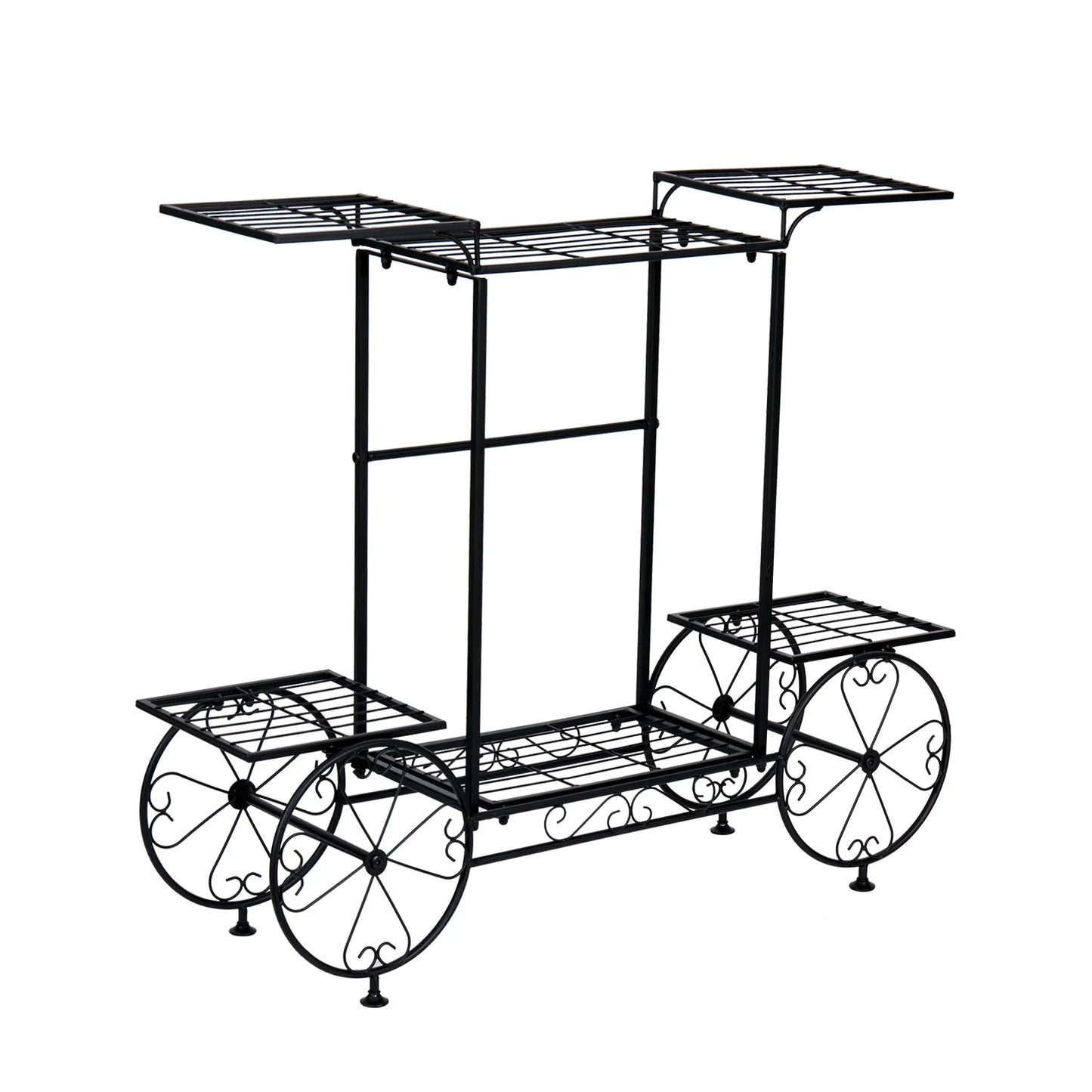 Garden Cart Stand Flower Pot Holder Display Rack Home Plant Stand - Multi-Functional Garden Storage Organizer
