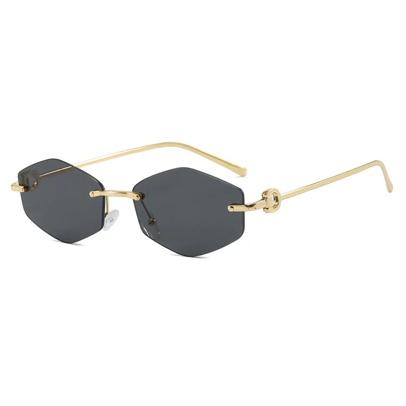 Rimless Diamond Sunglasses Square Women Men Retro Sun Glasses Brand Designer Eyewear UV400 Shades Oculos Female Gafas