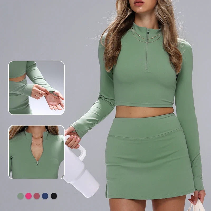 Women’s Long Sleeve Yoga Skirt Set