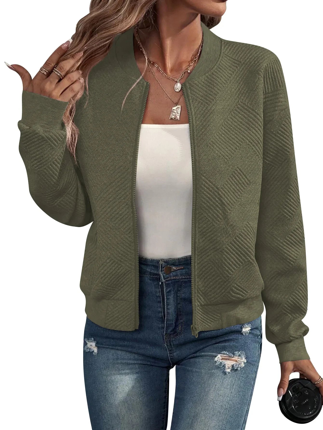 Solid Color Zipper Jacket  Baseball Jersey Collar  Casual  Fashionable  Luxury  Durable  Simple  Fall Winter  New  2024