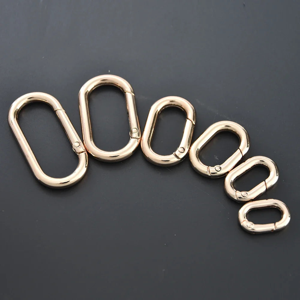 5pcs Metal Oval O Ring Spring Clasp Openable Round Carabiner Keychain Clips Hook Dog Chain DIY Jewelry Buckle