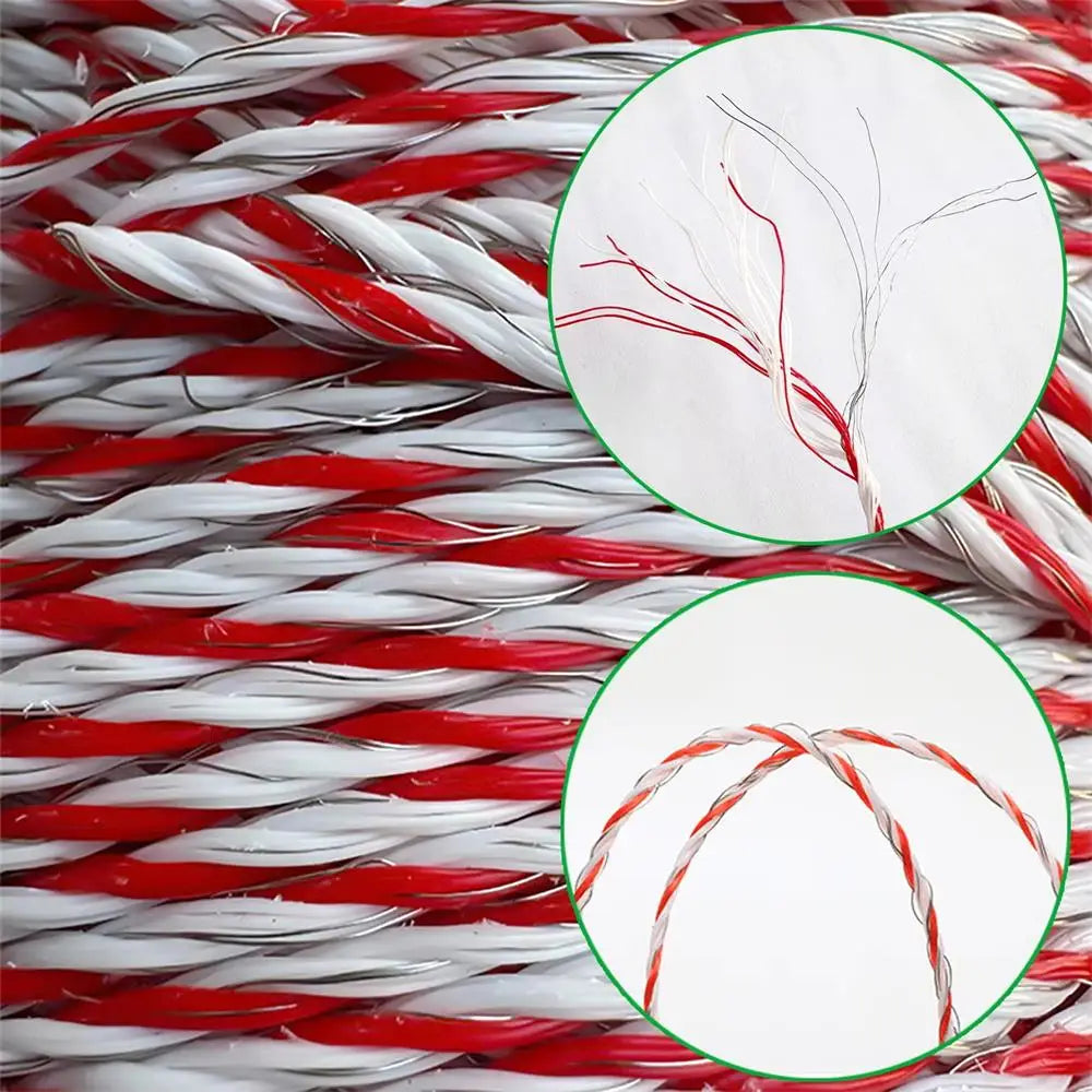 200/500M Roll Electric Fence Rope Electric Shepherd Cable For Livestock Electric Fence Rope Stainless Steel Wire Fence Horse