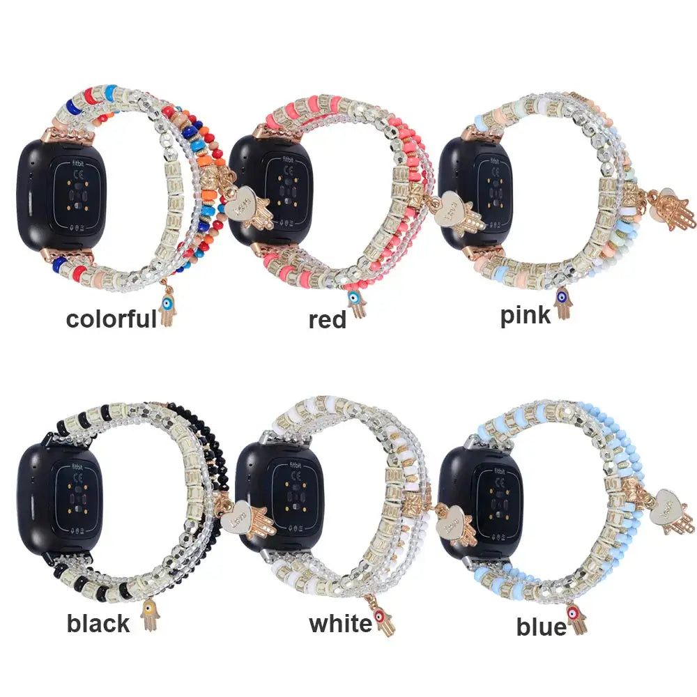 Fitbit Versa 4, Versa 3, Sense 2 & Sense Beaded Charm Bracelet Band
