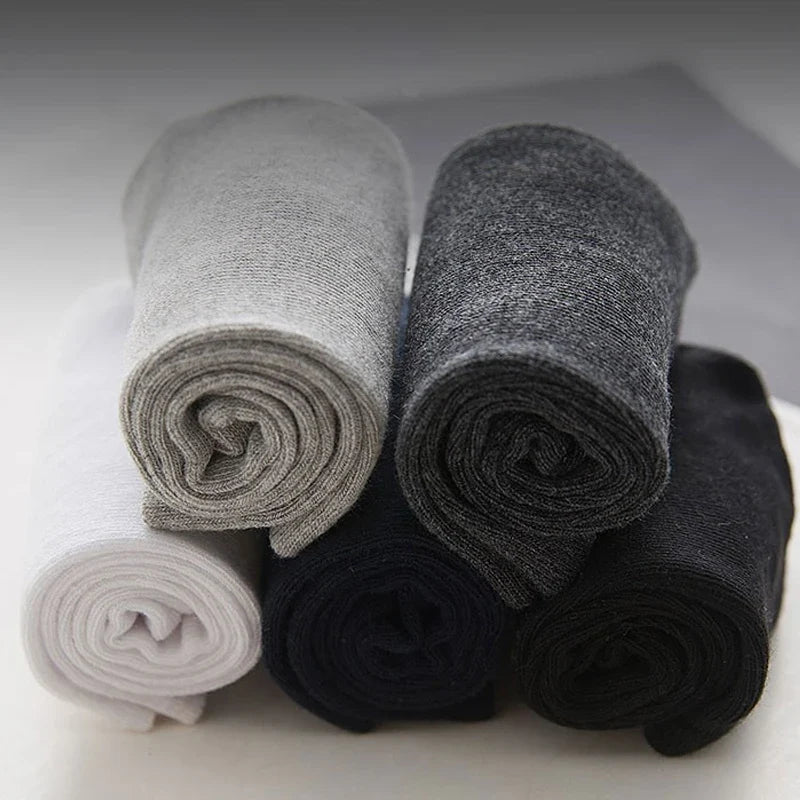 HSS 5/10 Pairs Men's Cotton Blend Socks Black Business Men Socks Soft Breathable Summer Winter for Male Socks Plus Size (6.5-14)