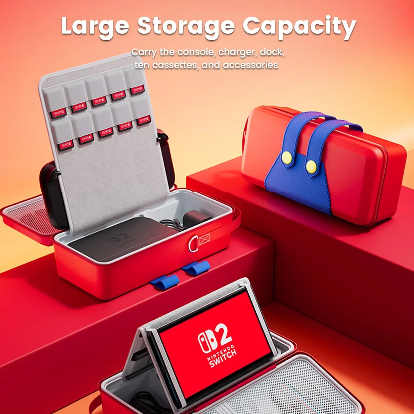 For Switch 2 Game Theme EVA Carrying Case Hard Shell Switch 2 Storage Bag Portable NS Switch 2 Accessories Large Capacity Bag