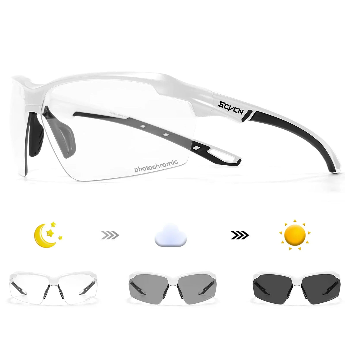 SCVCN New Photochromic Sunglasses Men Outdoor Cycling Glasses Bike MTB Road Bicycle UV400 Goggles Women Sports Hiking Glasses