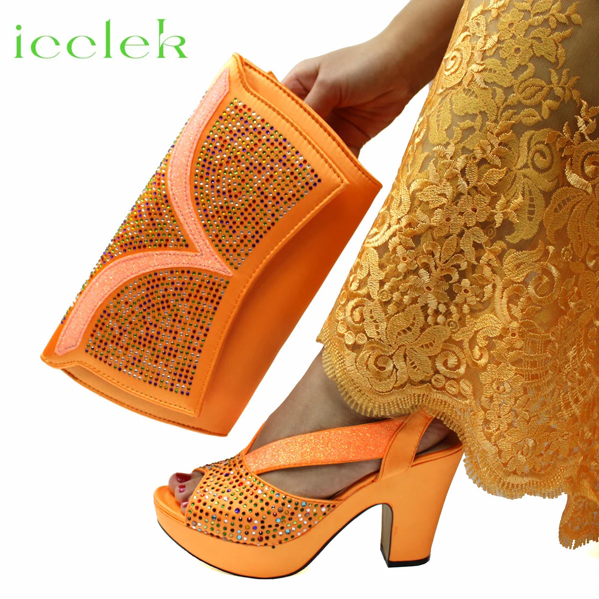 Nuevo conjunto de zapatos y bolso para mujer africana con diseño novedoso